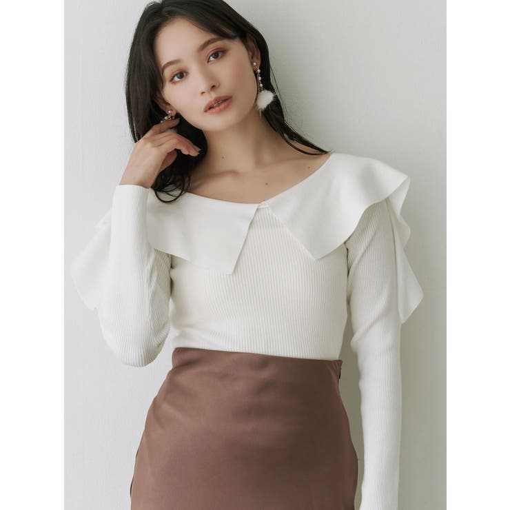 ペプラムラッフルコンパクトニット | MERCURYDUO | 詳細画像1 