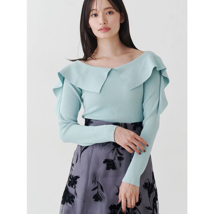 ミントグリーン | ペプラムラッフルコンパクトニット | MERCURYDUO