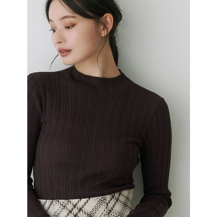 ダークブラウン | シアーランダムリブニット | MERCURYDUO