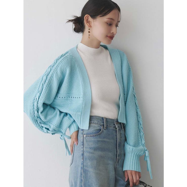 ブルー | ショルダーレースアップカーデ | MERCURYDUO