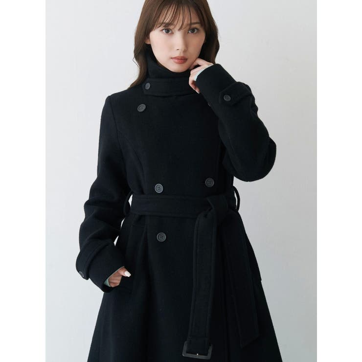 ブラック | ウールスタンドカラーコート | MERCURYDUO