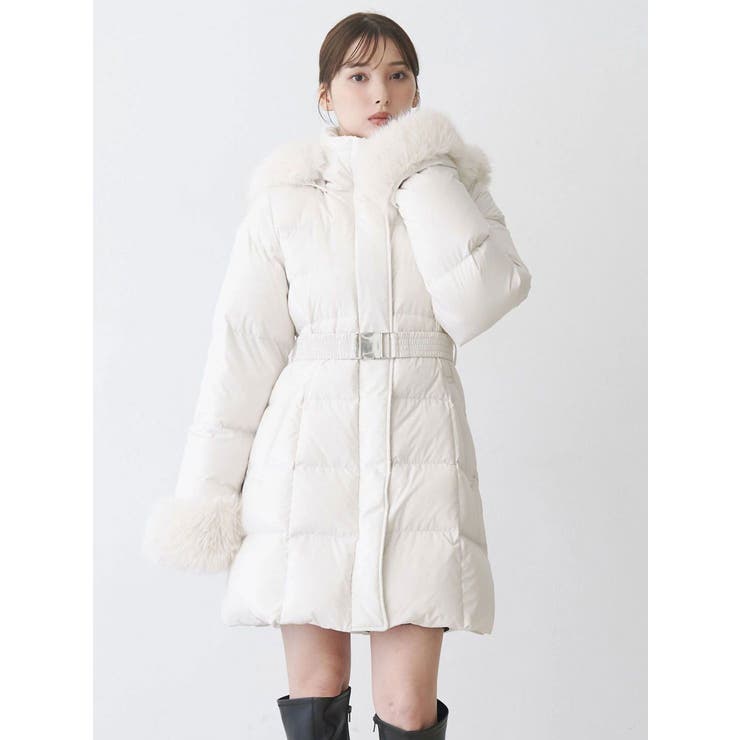 アイボリー | フェイクファー付きアライドロングダウン | MERCURYDUO