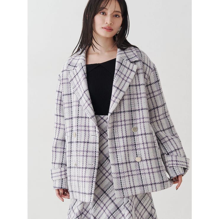 パープル | オリジナルロービングチェックPコート | MERCURYDUO