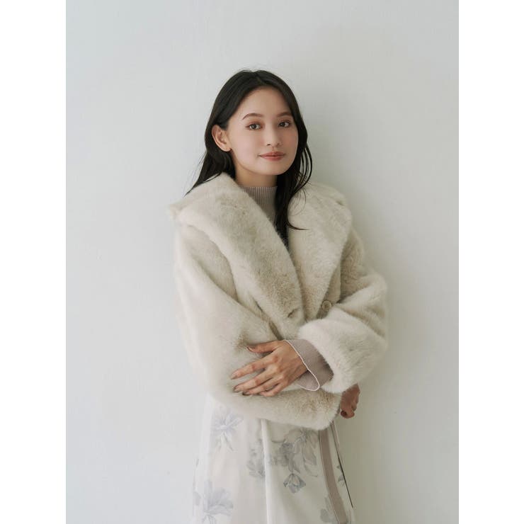 テーラードカラーフェイクファーショートコート | MERCURYDUO | 詳細画像14 