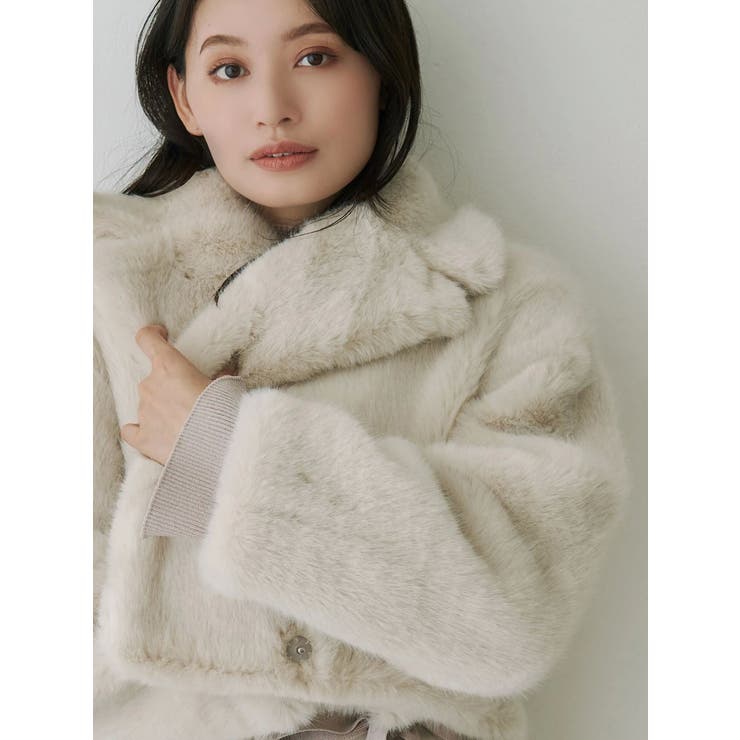 テーラードカラーフェイクファーショートコート | MERCURYDUO | 詳細画像16 