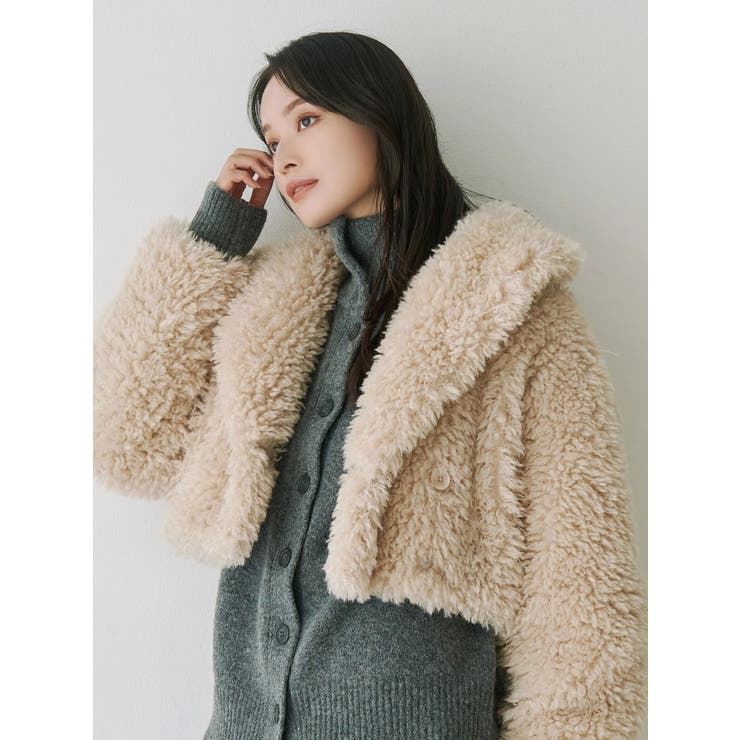 テーラードカラーフェイクファーショートコート | MERCURYDUO | 詳細画像18 