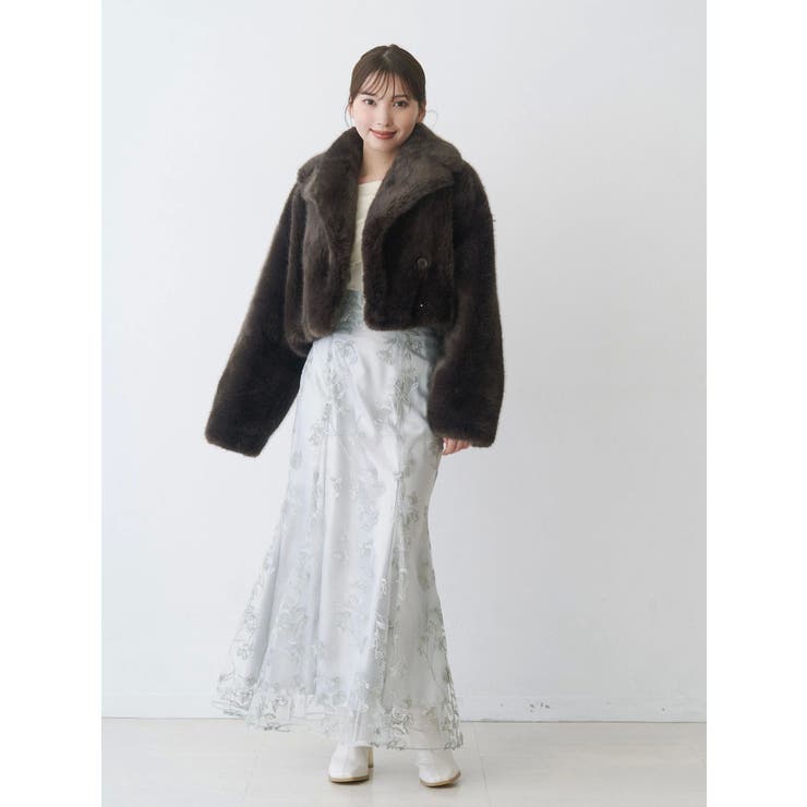 テーラードカラーフェイクファーショートコート | MERCURYDUO | 詳細画像19 