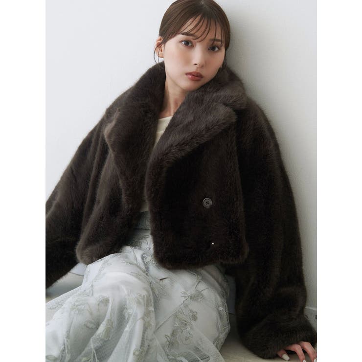 テーラードカラーフェイクファーショートコート | MERCURYDUO | 詳細画像23 