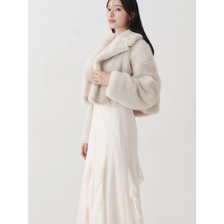 テーラードカラーフェイクファーショートコート | MERCURYDUO | 詳細画像25 