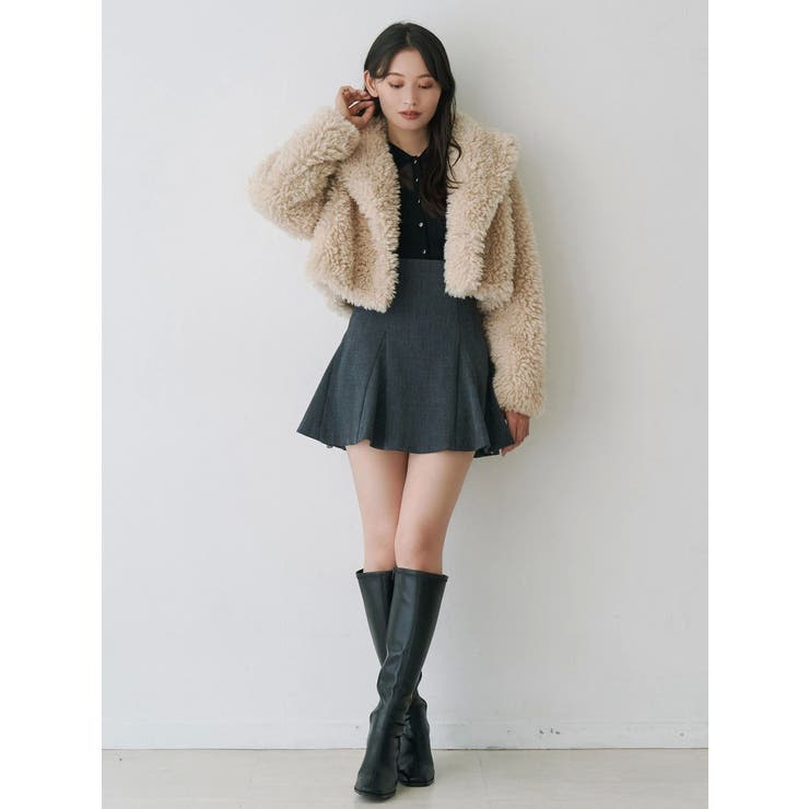 テーラードカラーフェイクファーショートコート | MERCURYDUO | 詳細画像3 