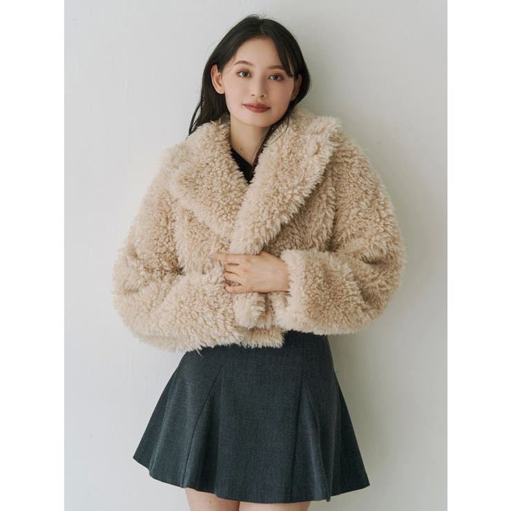 テーラードカラーフェイクファーショートコート | MERCURYDUO | 詳細画像32 