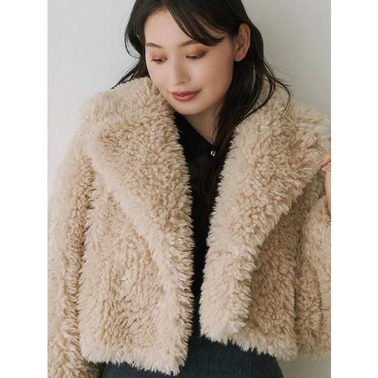 テーラードカラーフェイクファーショートコート | MERCURYDUO | 詳細画像34 