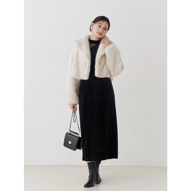 テーラードカラーフェイクファーショートコート | MERCURYDUO | 詳細画像35 