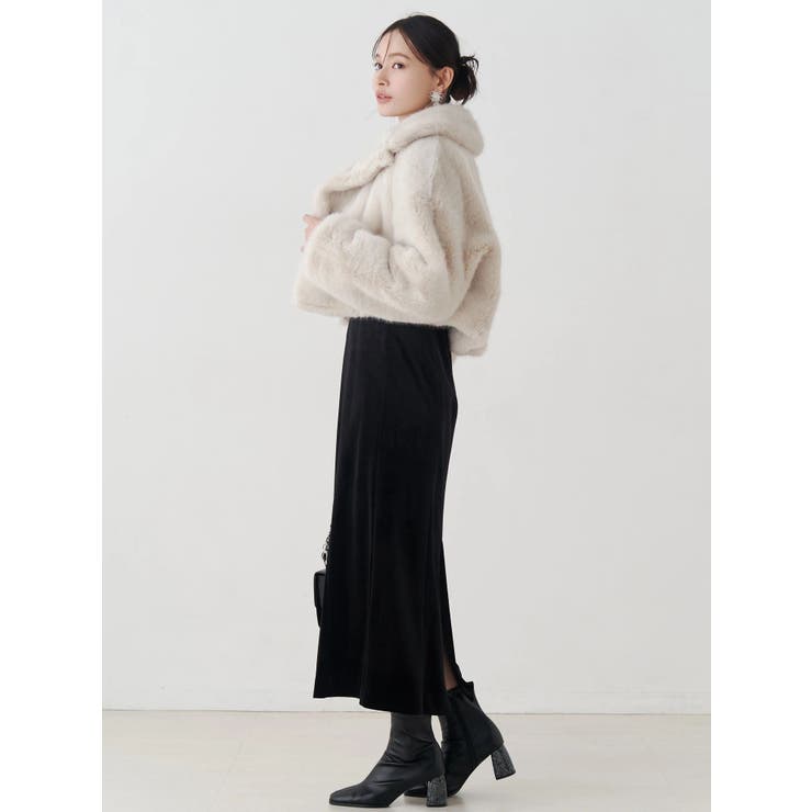 テーラードカラーフェイクファーショートコート | MERCURYDUO | 詳細画像36 