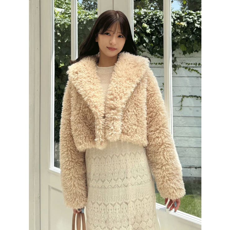 テーラードカラーフェイクファーショートコート | MERCURYDUO | 詳細画像37 