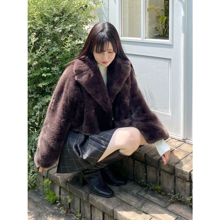 テーラードカラーフェイクファーショートコート | MERCURYDUO | 詳細画像44 