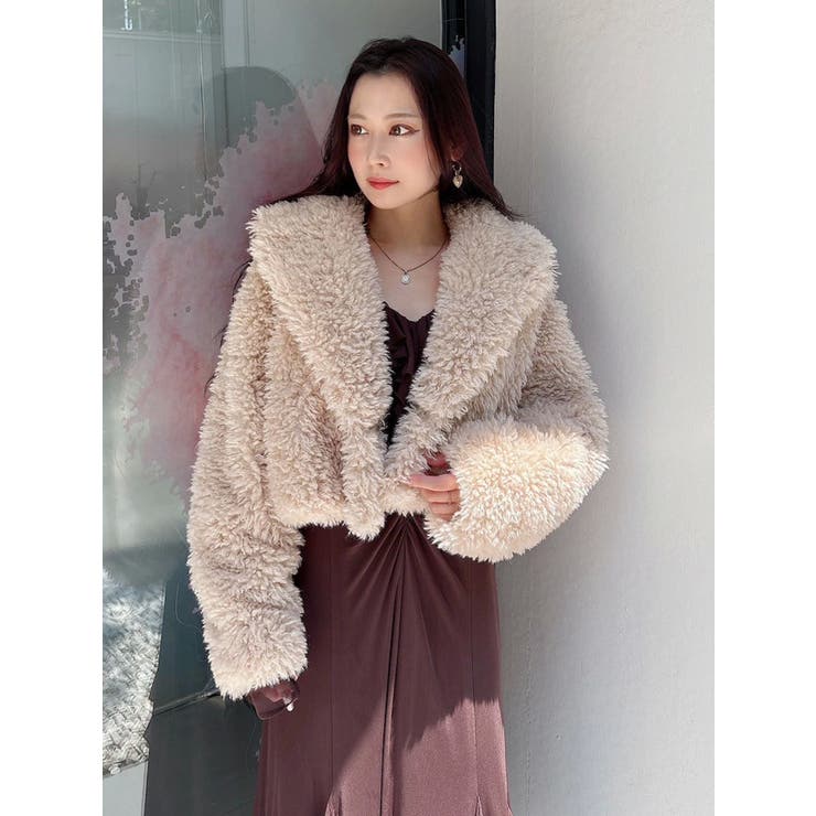 テーラードカラーフェイクファーショートコート | MERCURYDUO | 詳細画像50 