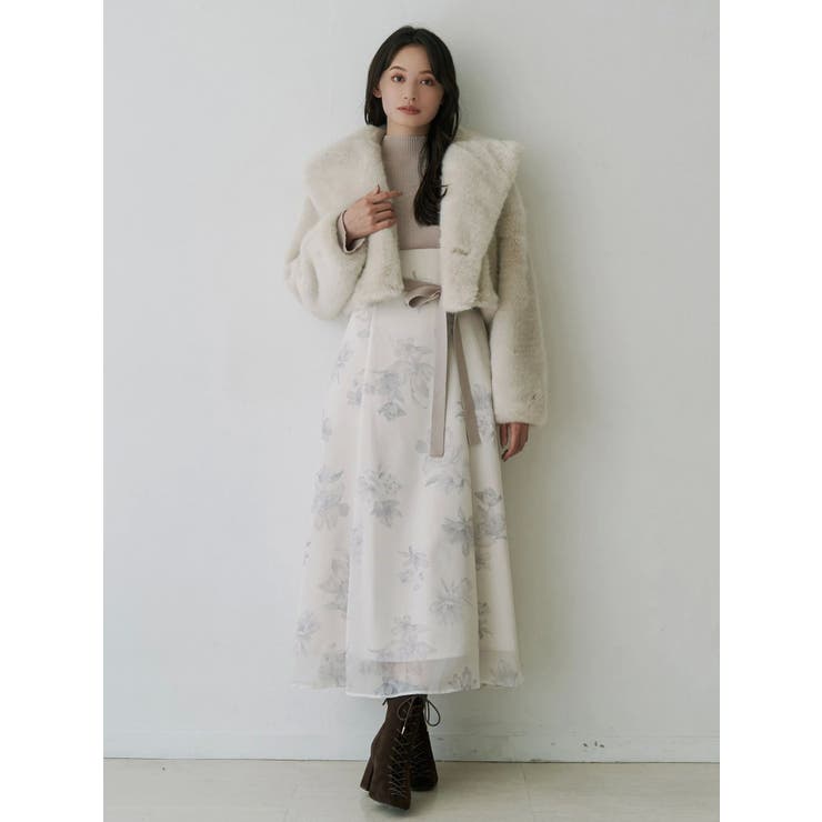 テーラードカラーフェイクファーショートコート | MERCURYDUO | 詳細画像7 