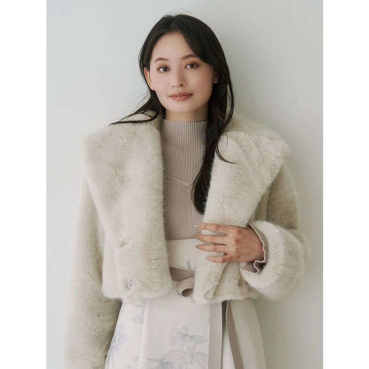 テーラードカラーフェイクファーショートコート | MERCURYDUO | 詳細画像9 