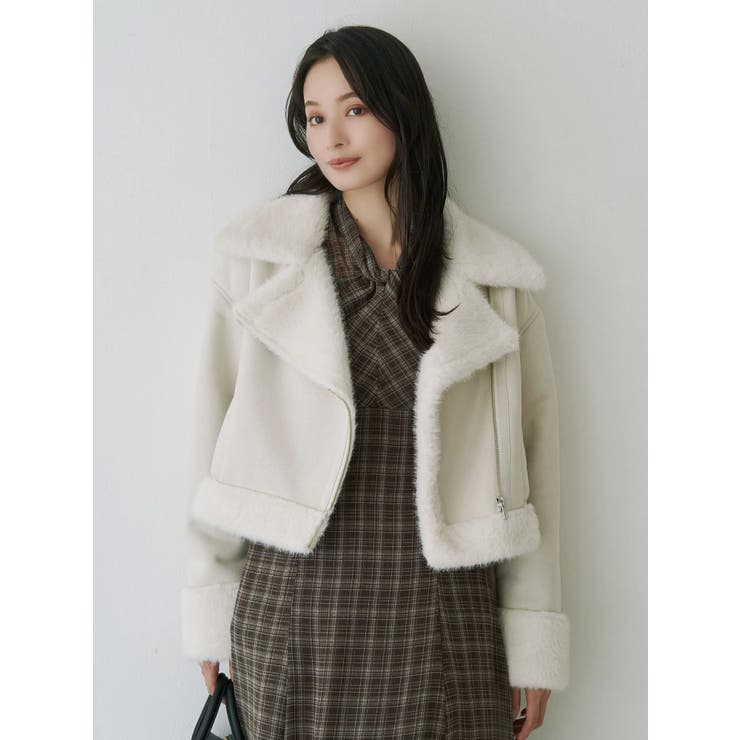 アイボリー | フェイクムートンボンバージャケット | MERCURYDUO