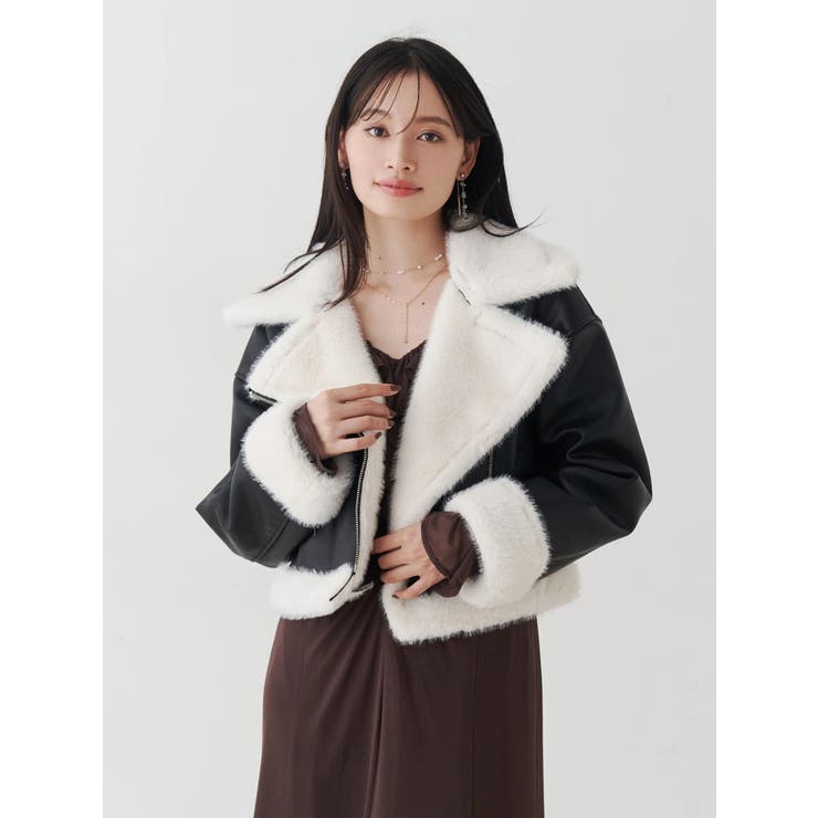 フェイクレザームートンボンバージャケット | MERCURYDUO | 詳細画像15 