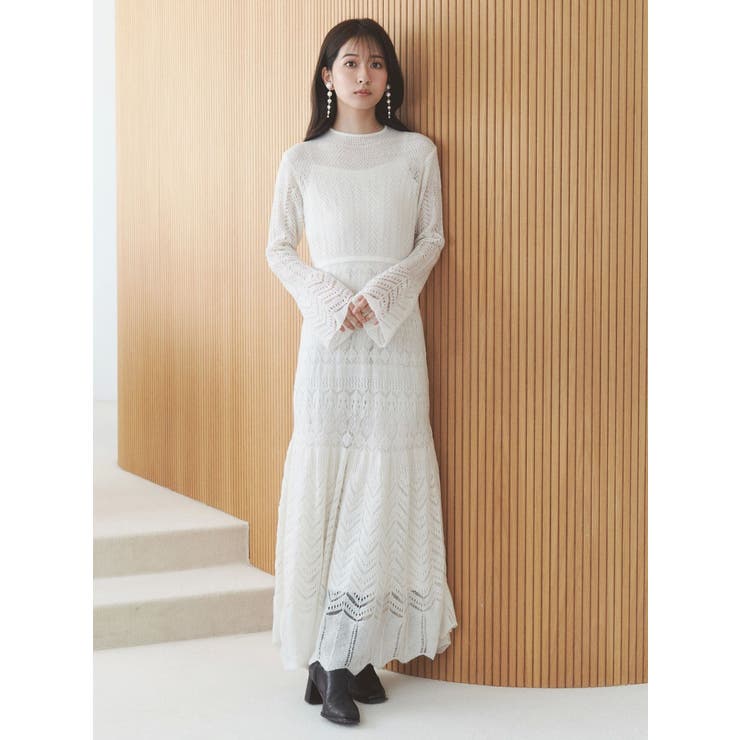 オフホワイト | モヘヤニットスカシアミワンピース | MERCURYDUO