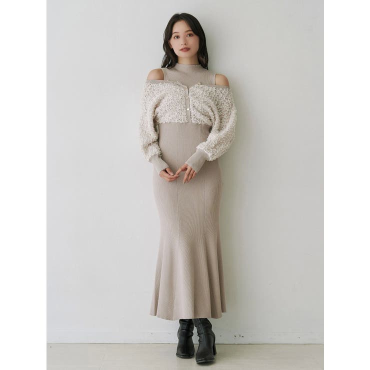 ツイードニットカーデドッキングマーメイドニットワンピース | MERCURYDUO | 詳細画像10 