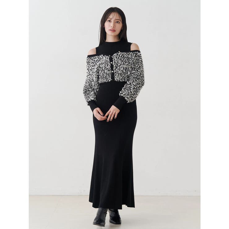 ツイードニットカーデドッキングマーメイドニットワンピース | MERCURYDUO | 詳細画像18 