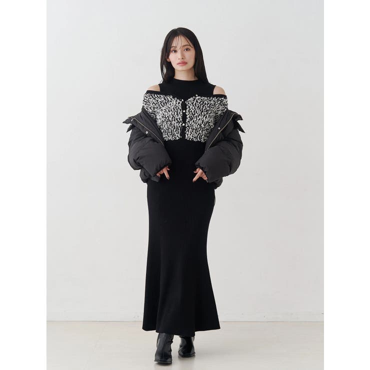 ツイードニットカーデドッキングマーメイドニットワンピース | MERCURYDUO | 詳細画像21 