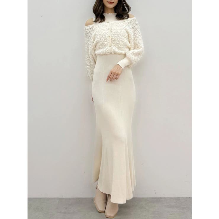 ツイードニットカーデドッキングマーメイドニットワンピース | MERCURYDUO | 詳細画像25 