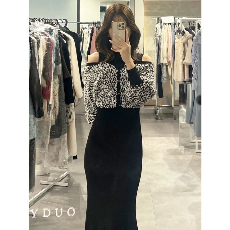 ツイードニットカーデドッキングマーメイドニットワンピース | MERCURYDUO | 詳細画像37 