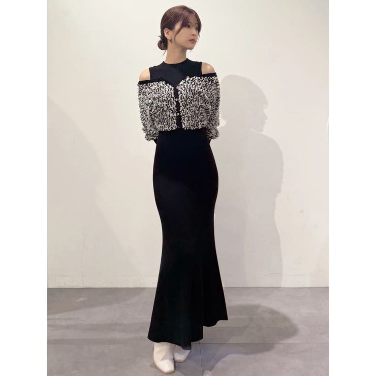 ツイードニットカーデドッキングマーメイドニットワンピース | MERCURYDUO | 詳細画像38 