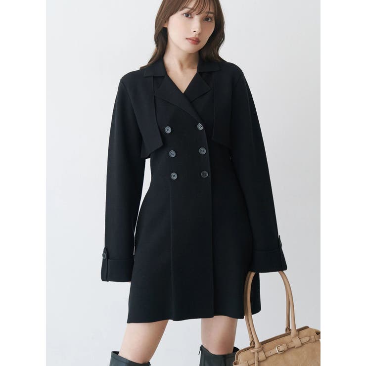 ブラック | ニットジャケットミニワンピース | MERCURYDUO