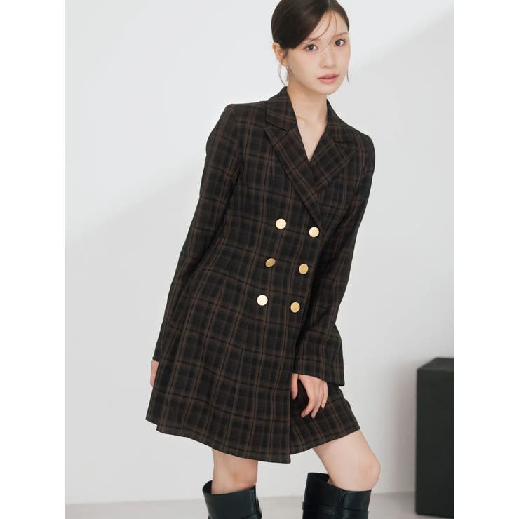 ブラウン | 【WEB限定カラーあり】2WAYフィット&フレアジャケットワンピース | MERCURYDUO