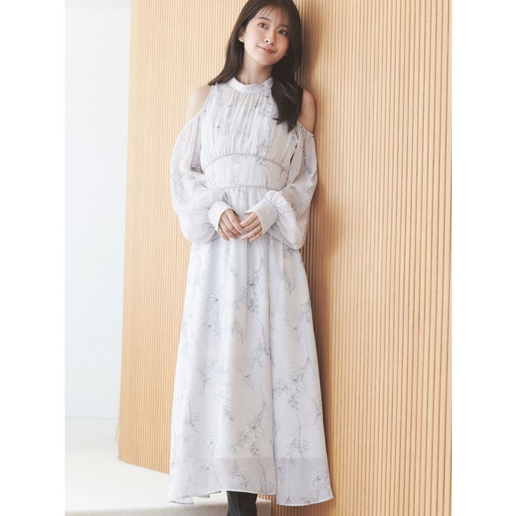 花柄バックレースアップロングスリーブワンピース | MERCURYDUO | 詳細画像11 