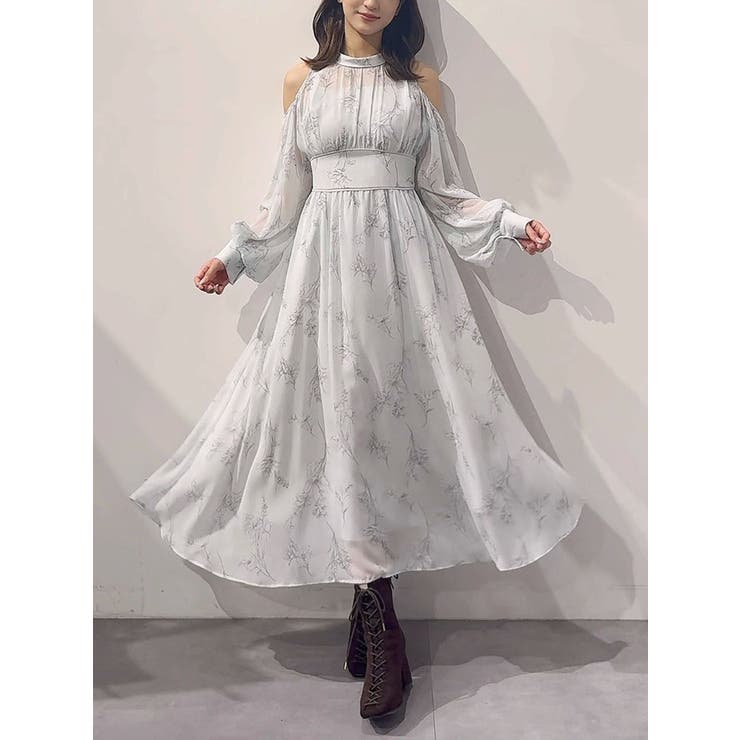 花柄バックレースアップロングスリーブワンピース | MERCURYDUO | 詳細画像26 