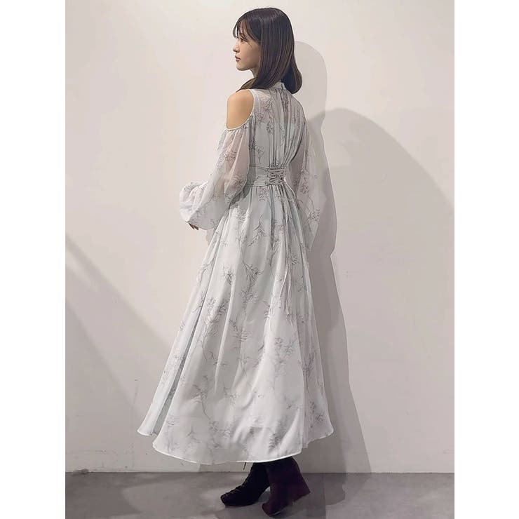 花柄バックレースアップロングスリーブワンピース | MERCURYDUO | 詳細画像28 