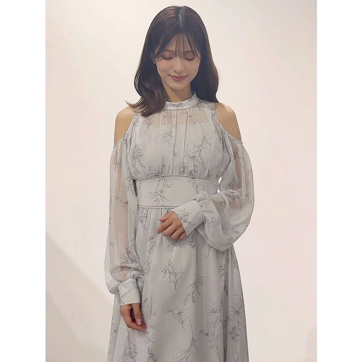 花柄バックレースアップロングスリーブワンピース | MERCURYDUO | 詳細画像29 