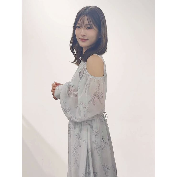 花柄バックレースアップロングスリーブワンピース | MERCURYDUO | 詳細画像30 