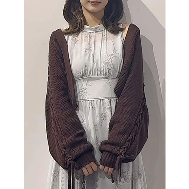 花柄バックレースアップロングスリーブワンピース | MERCURYDUO | 詳細画像33 