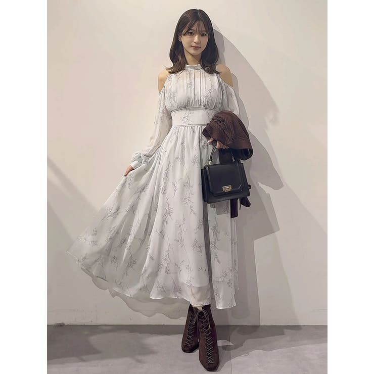 花柄バックレースアップロングスリーブワンピース | MERCURYDUO | 詳細画像34 