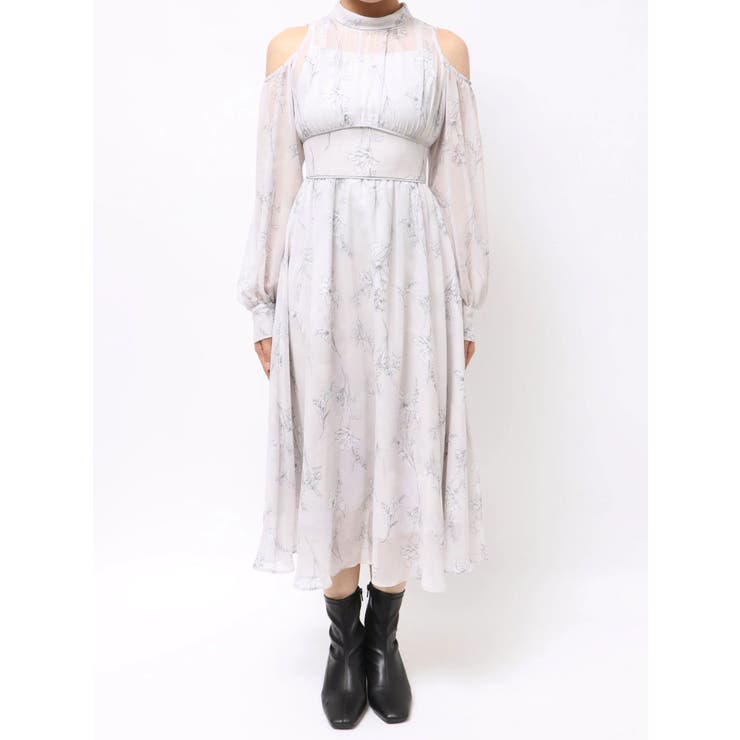 花柄バックレースアップロングスリーブワンピース | MERCURYDUO | 詳細画像37 