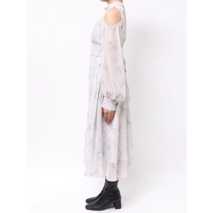 花柄バックレースアップロングスリーブワンピース | MERCURYDUO | 詳細画像38 