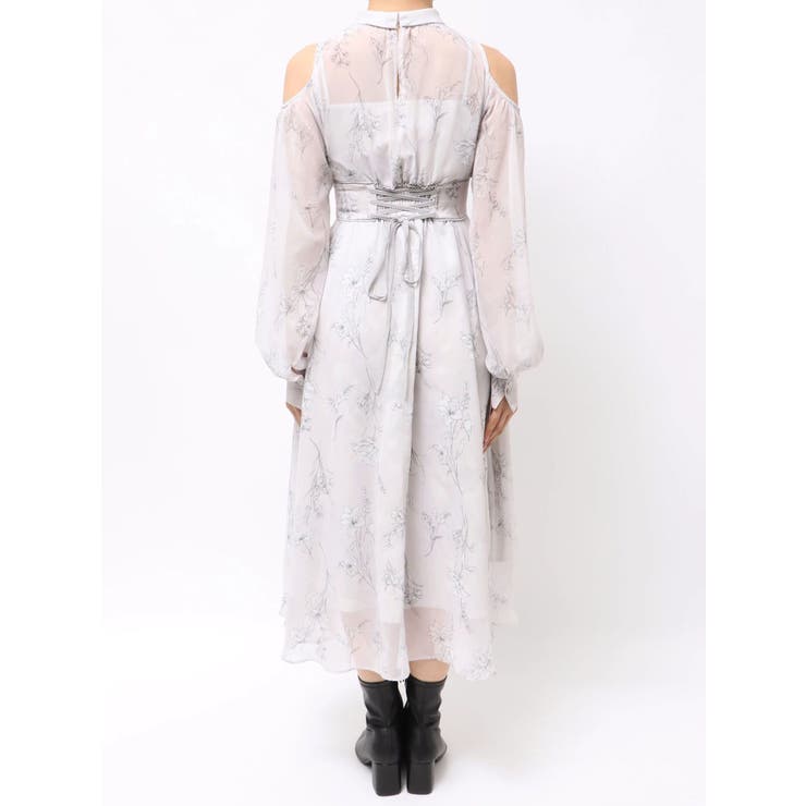 花柄バックレースアップロングスリーブワンピース | MERCURYDUO | 詳細画像39 