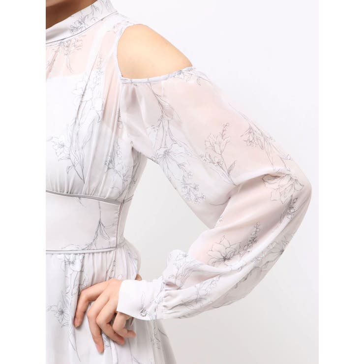 花柄バックレースアップロングスリーブワンピース | MERCURYDUO | 詳細画像41 