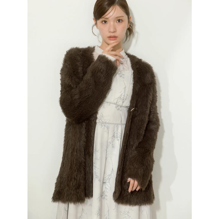 花柄バックレースアップロングスリーブワンピース | MERCURYDUO | 詳細画像5 