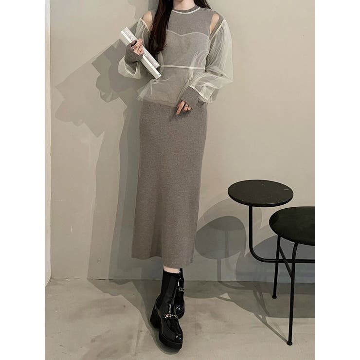 【OUNNOUN】チュールブラウスレイヤードワンピ | MERCURYDUO | 詳細画像3 