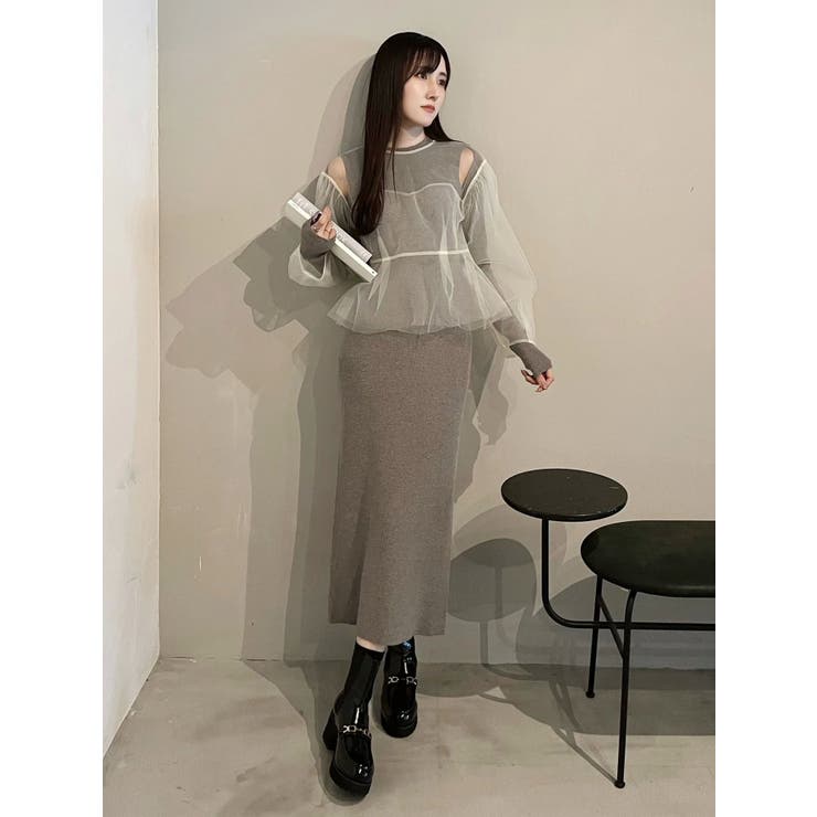 【OUNNOUN】チュールブラウスレイヤードワンピ | MERCURYDUO | 詳細画像4 