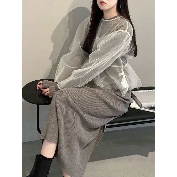 【OUNNOUN】チュールブラウスレイヤードワンピ | MERCURYDUO | 詳細画像8 