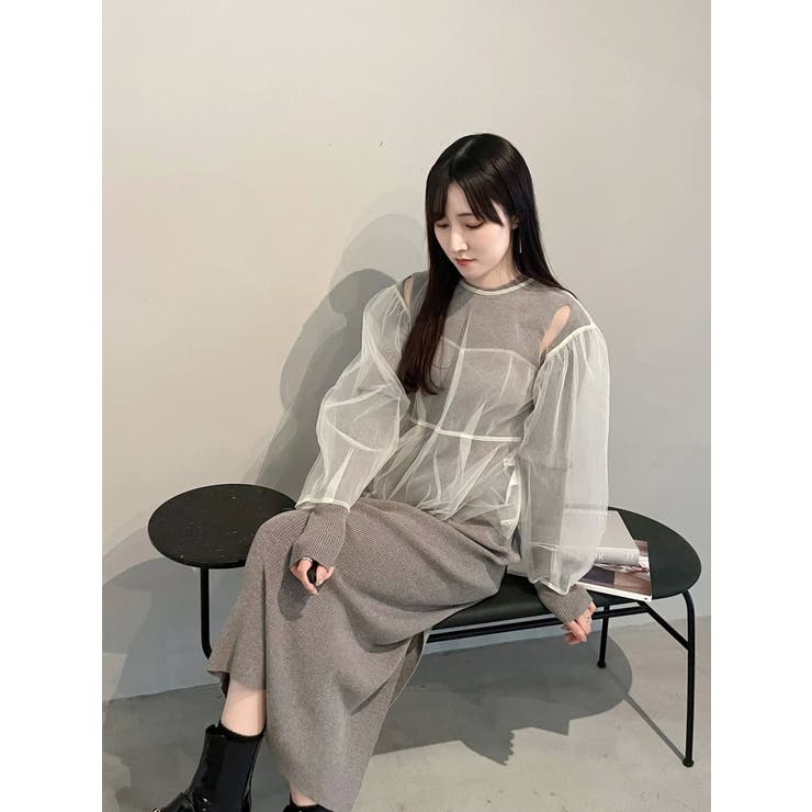 【OUNNOUN】チュールブラウスレイヤードワンピ | MERCURYDUO | 詳細画像9 